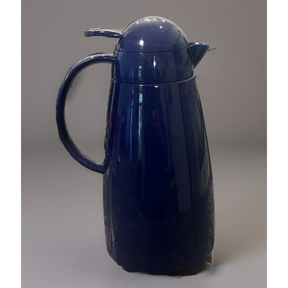 VTG Maxwell House Blue Carafe Thermos Glass Lined Coffee Pot Tea Insulated NICE! - Picture 5 of 10